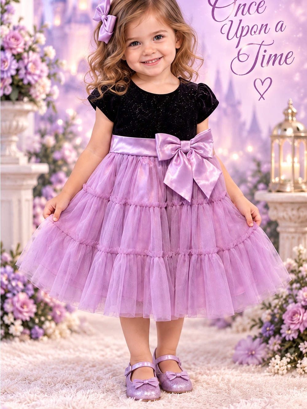 Jona Michelle Girls 2T Lavender Sparkle Tulle Princess Party Dress Bow